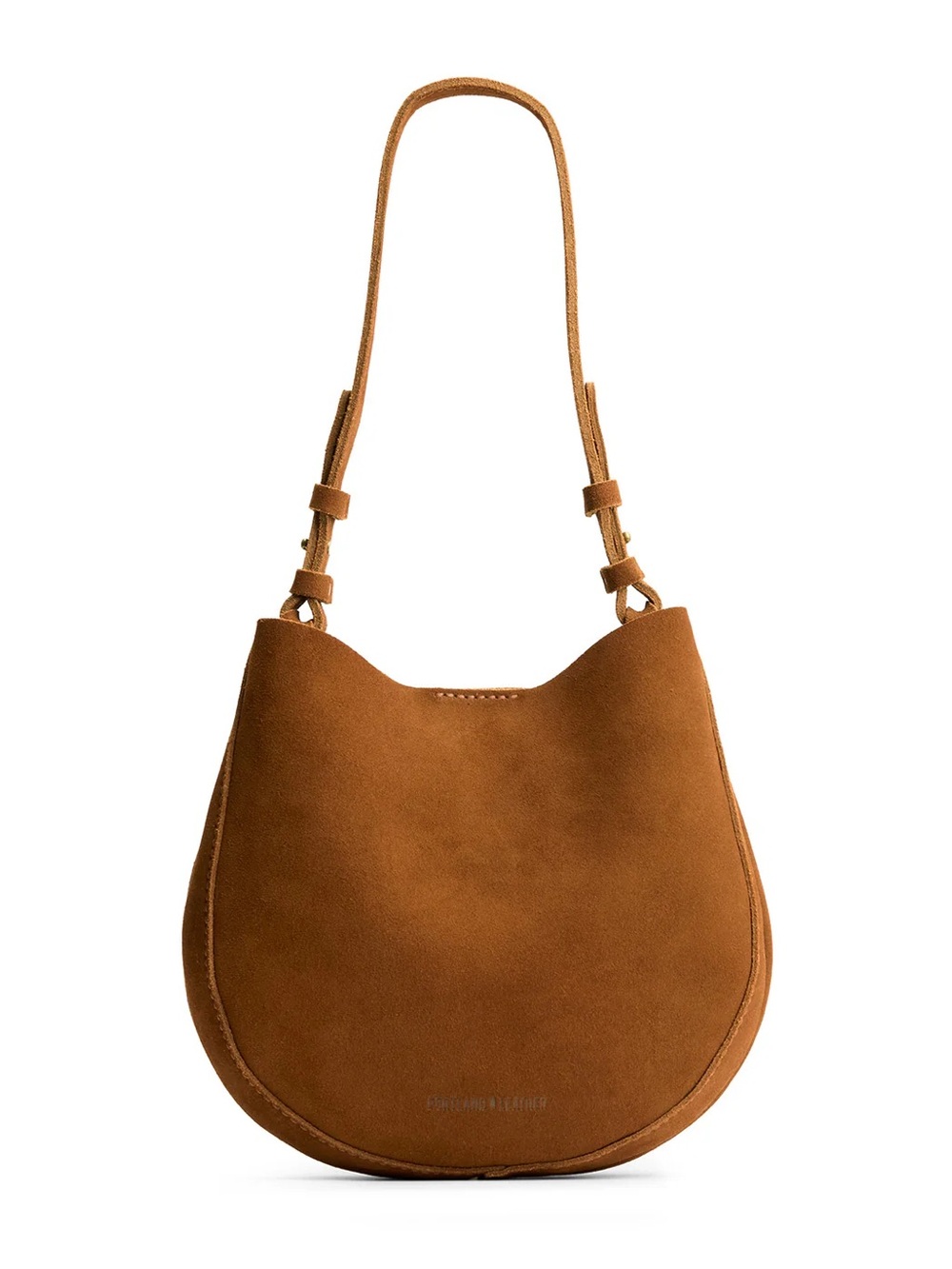 Portland Leather Brown Suede Crescent Shoulder Bag Large - Picture 9 of 11
